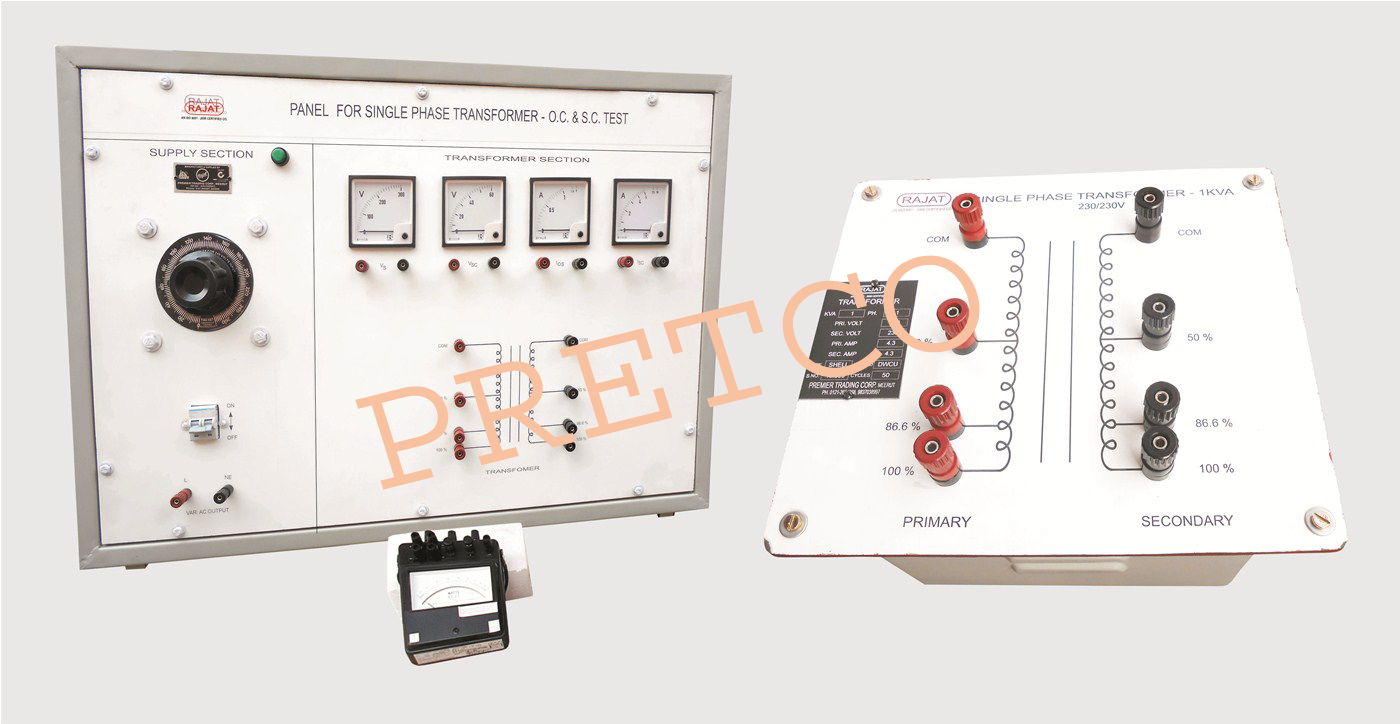 Panel for O.C. & S.C. Test on Single Phase Transformer