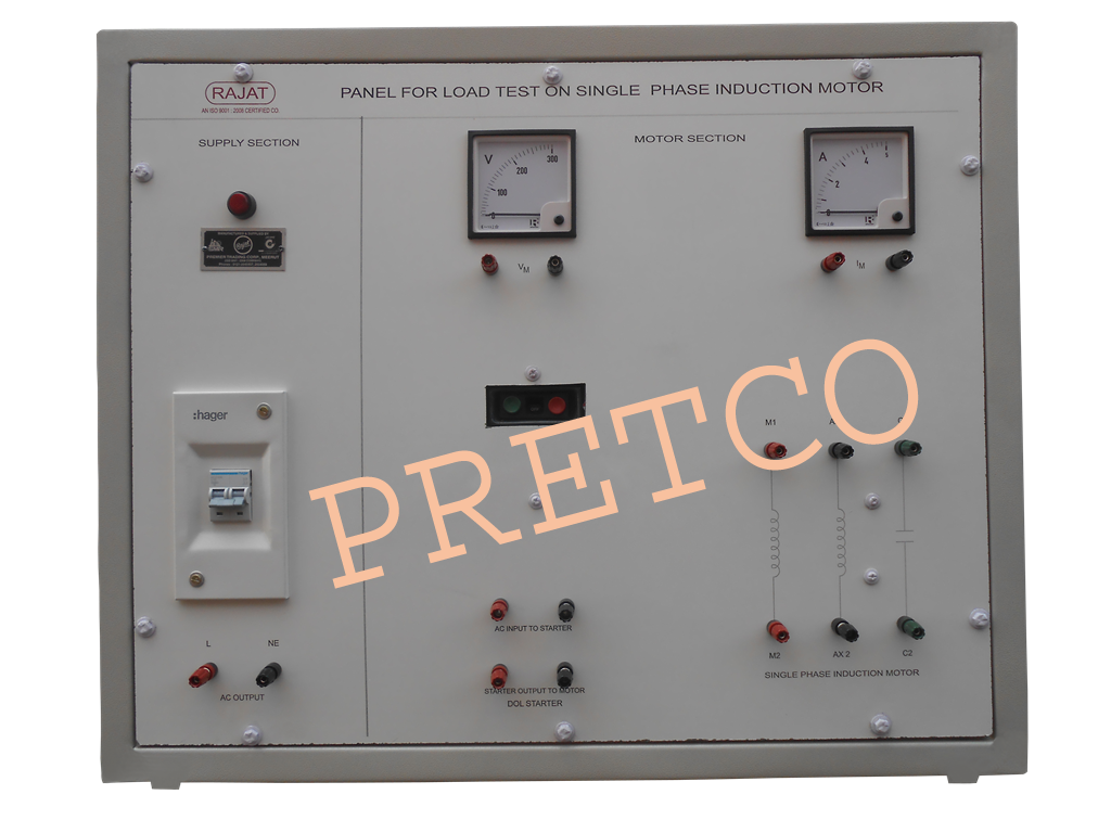 Panel for Load Test on Single Phase Induction Motor