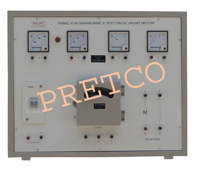 Panel for Swinburne's Test on DC Shunt Motor